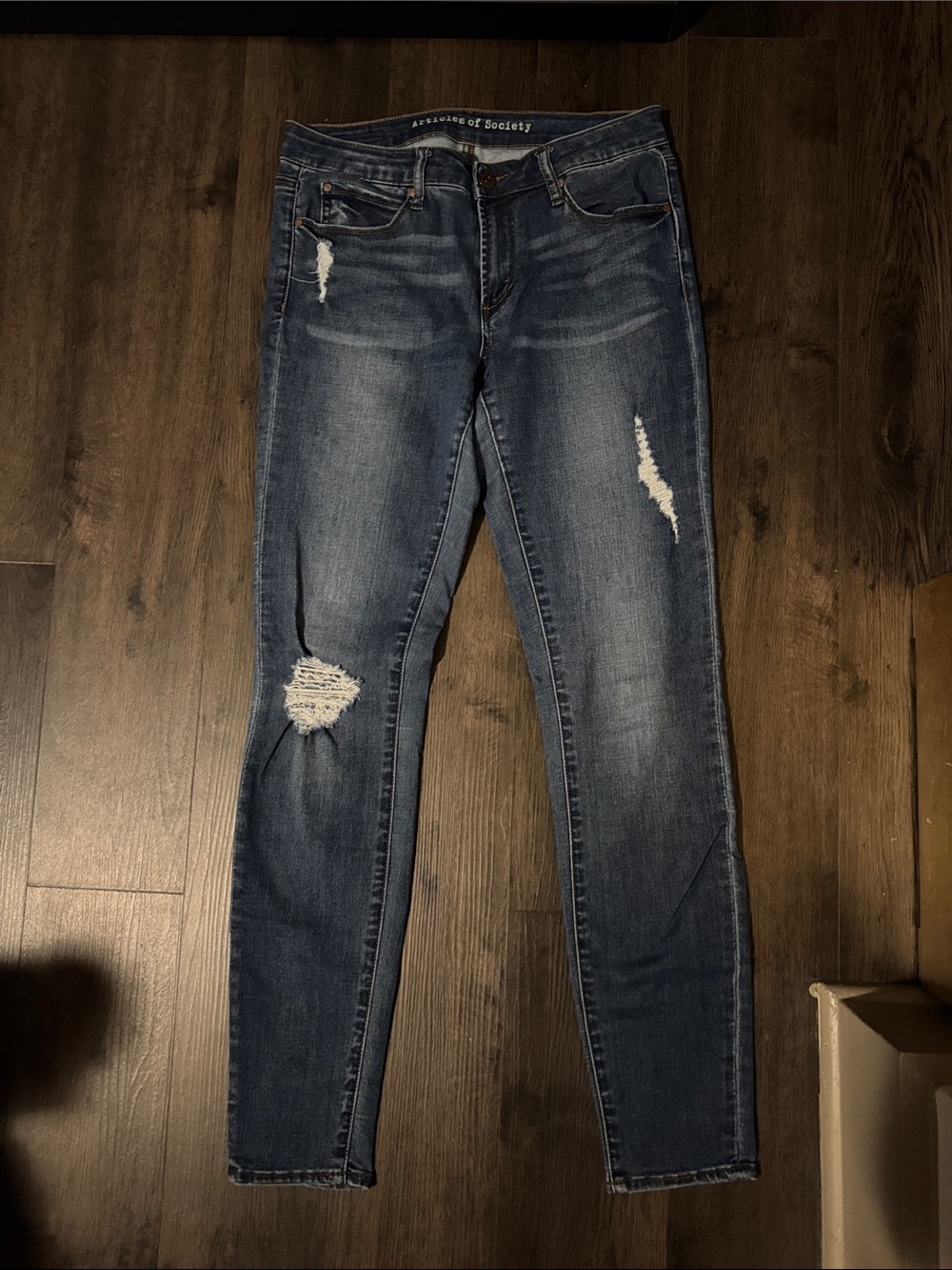 Articles Of Society Distressed Dark Blue Skinny Jeans